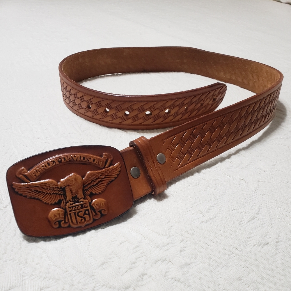 1987 Vintage Harley Davidson Saddle Leather 32 inch Belt